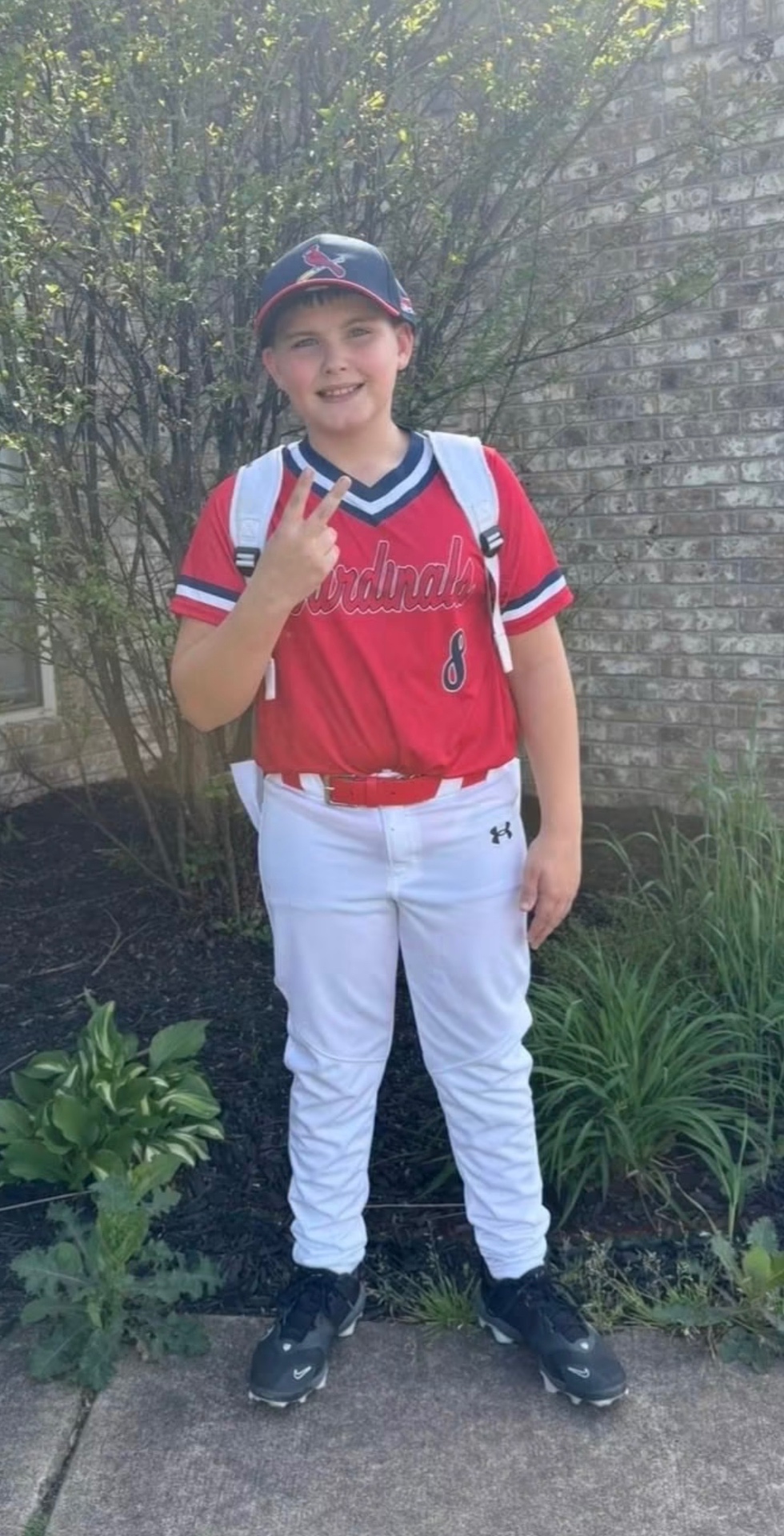 Son in his Cardinals little league uniform