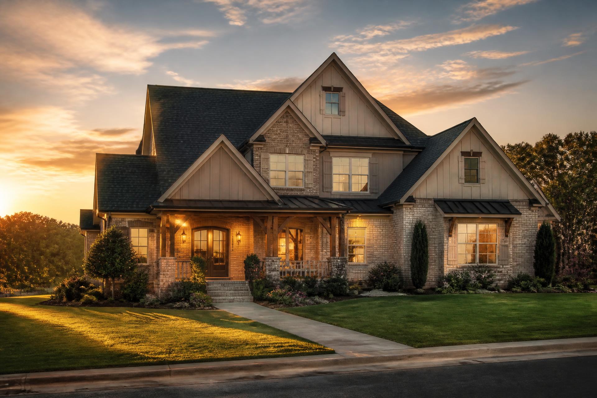 Beautiful Central Arkansas home with a new architectural shingle roof at sunset